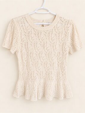 Cream Short-Sleeve Knit Peplum Top DR2 - Nordstrom